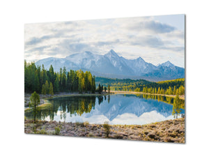 Graphic Art Print on Glass - Beautiful Quality Glass Print Picture SART01C Nature Series: Snowy lake in Siberia