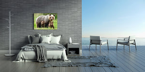 Glass Picture Wall Art - Picture on Glass SART03A Animals Series: Bear family