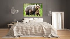 Glass Picture Wall Art - Picture on Glass SART03A Animals Series: Bear family