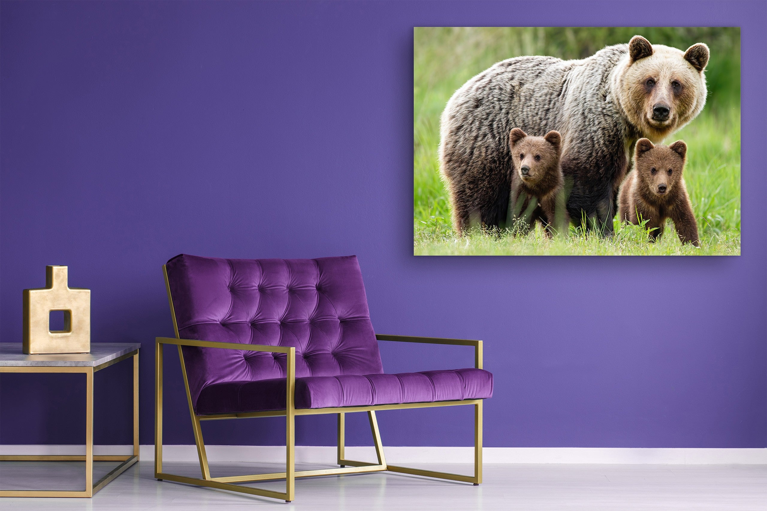 Glass Picture Wall Art - Picture on Glass SART03A Animals Series: Bear family