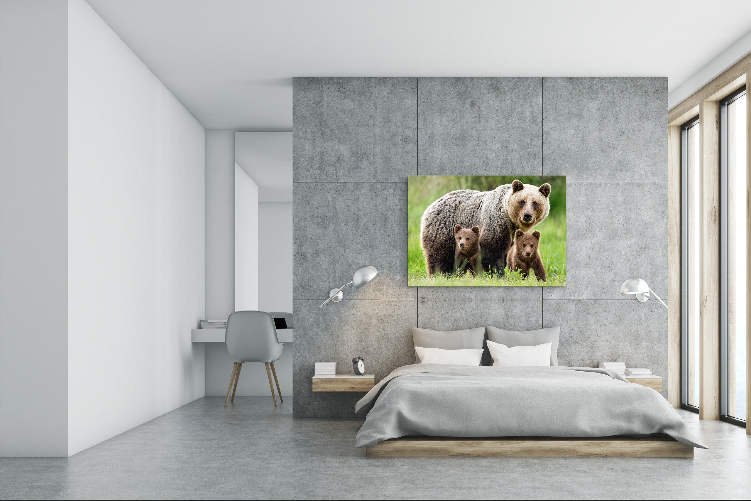 Glass Picture Wall Art - Picture on Glass SART03A Animals Series: Bear family