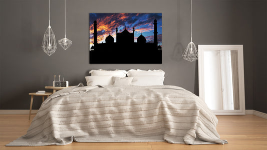 Glass Printed Picture - Wall Picture behind Tempered Glass SART01D Nature Series: Mosque silhouette
