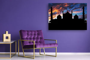 Glass Printed Picture - Wall Picture behind Tempered Glass SART01D Nature Series: Mosque silhouette