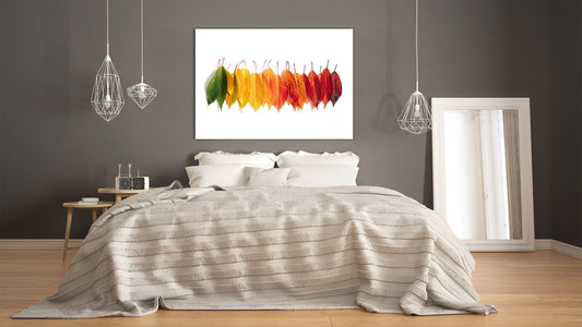 Modern Glass Picture - Contemporary Wall Art SART04 Flowers and leaves Series: Creative autumn composition