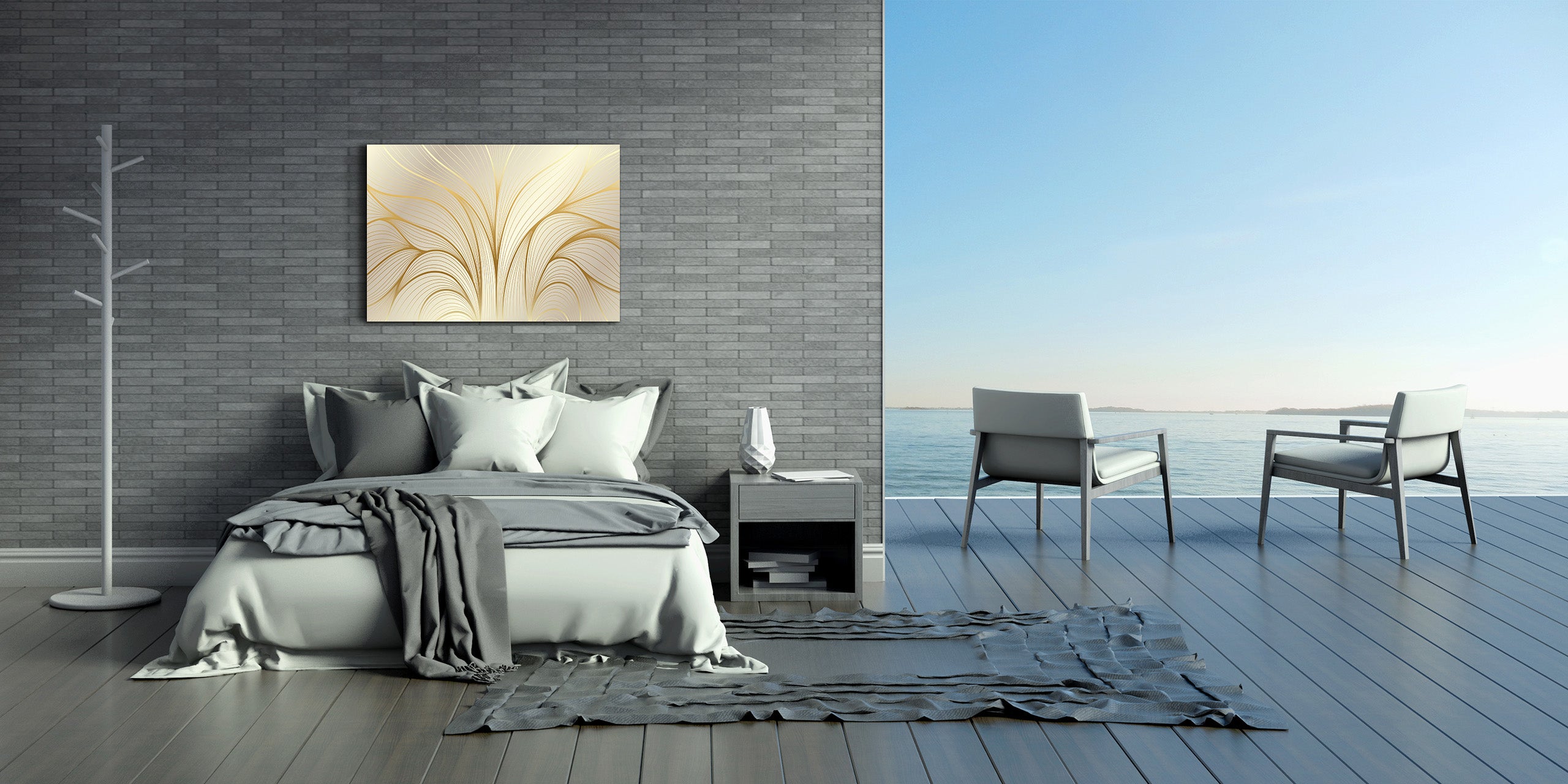 Glass Print Wall Art – Image on Glass  SART05 Miscellanous Series: Luxury golden wallpaper