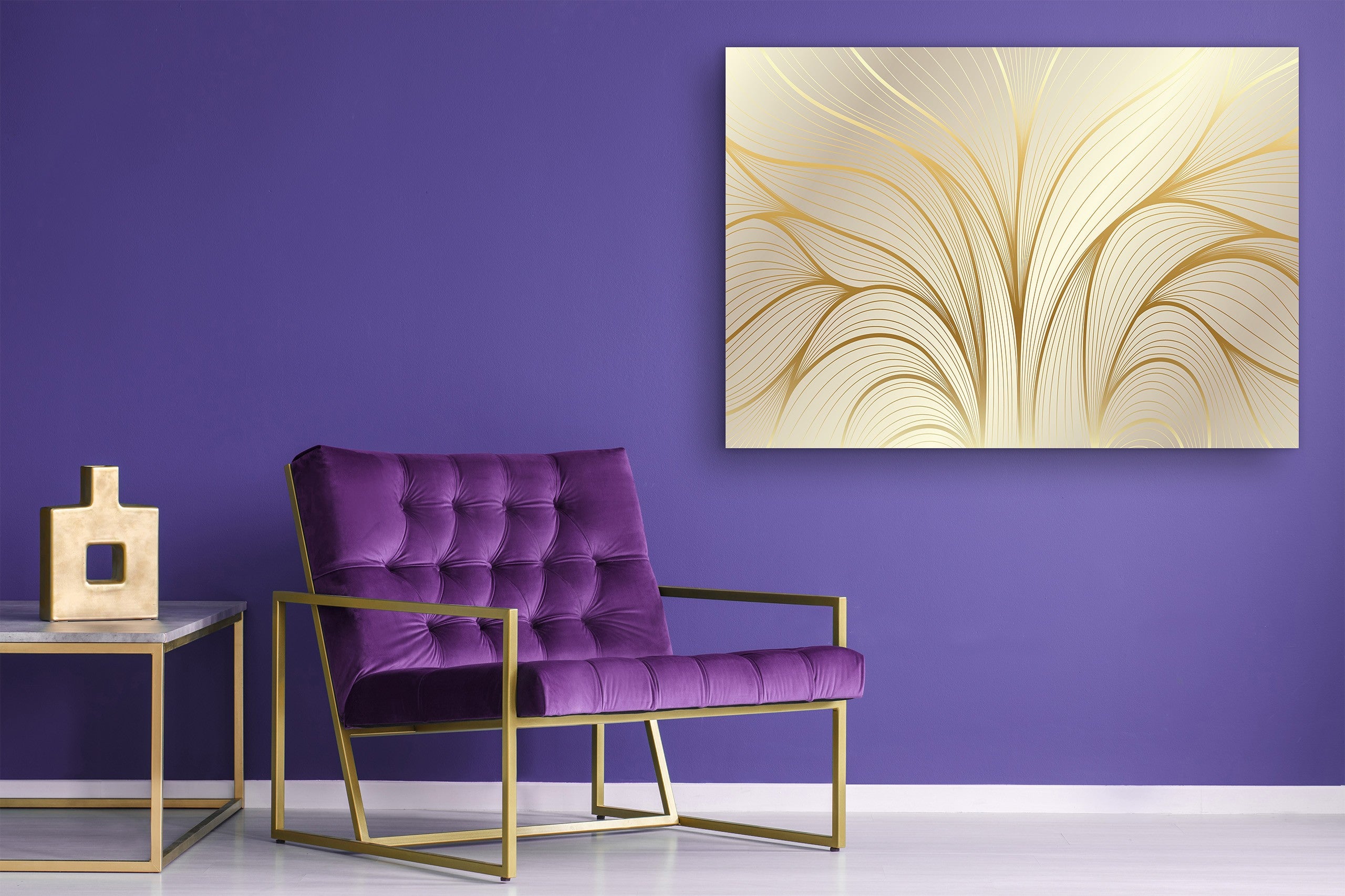 Glass Print Wall Art – Image on Glass  SART05 Miscellanous Series: Luxury golden wallpaper