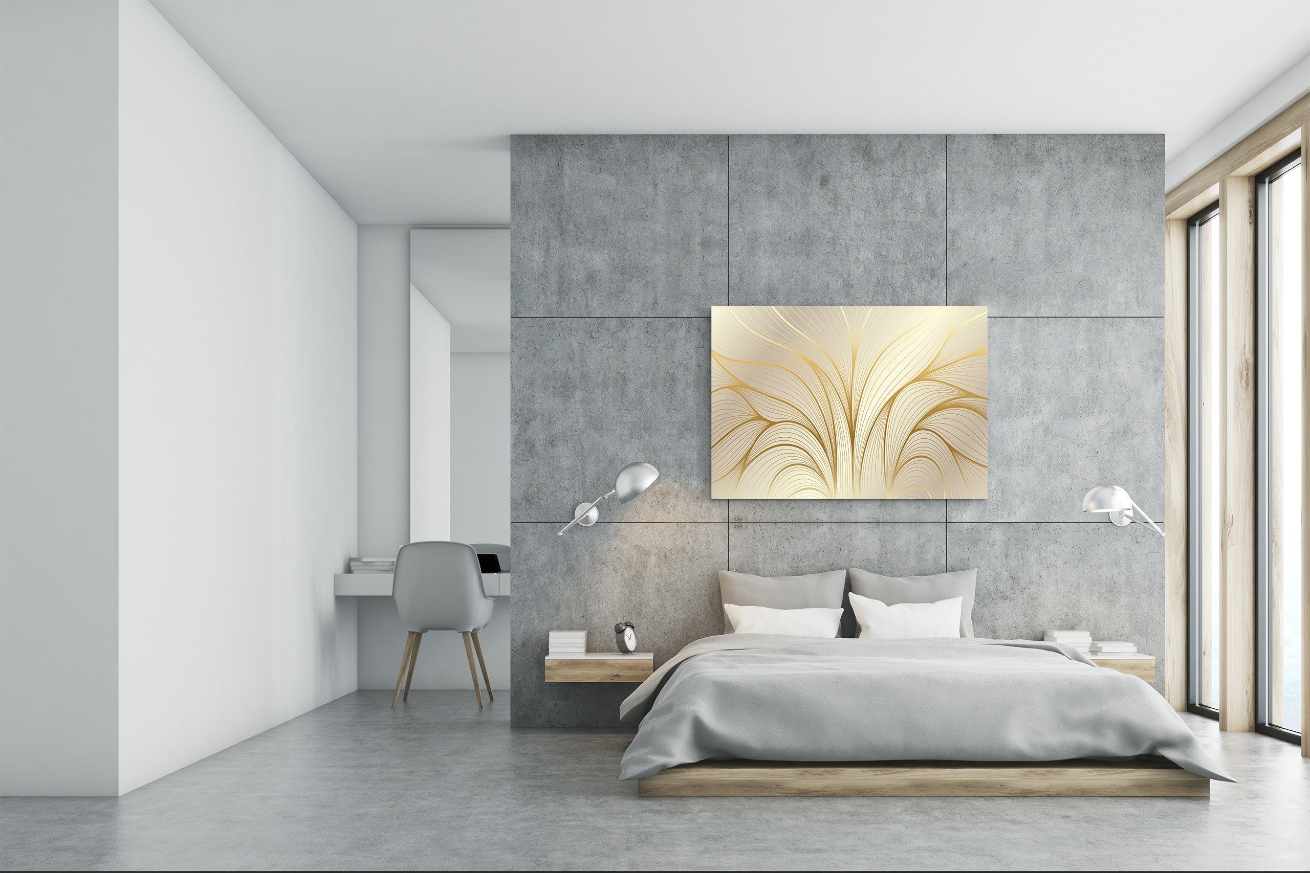 Glass Print Wall Art – Image on Glass  SART05 Miscellanous Series: Luxury golden wallpaper