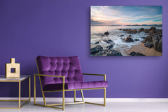 Graphic Art Print on Glass - Beautiful Quality Glass Print Picture SART01C Nature Series: Rocks in the sea