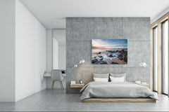 Graphic Art Print on Glass - Beautiful Quality Glass Print Picture SART01C Nature Series: Rocks in the sea