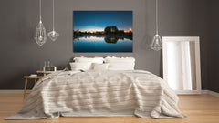 Glass Printed Picture - Wall Picture behind Tempered Glass SART01D Nature Series: Rising Moon In Night Starry Sky