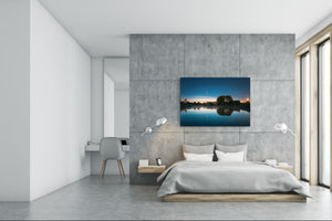Glass Printed Picture - Wall Picture behind Tempered Glass SART01D Nature Series: Rising Moon In Night Starry Sky