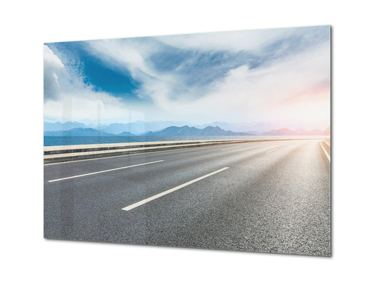 Glass Print Wall Art – Image on Glass SART01B Nature Series: Road by the lake