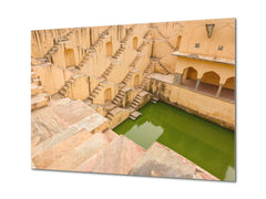 Graphic Art Print on Glass - Beautiful Quality Glass Print Picture SART01C Nature Series: Amber fort in India