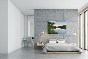 Glass Print Wall Art – Image on Glass SART01B Nature Series: Quiet lake in the evening twilight