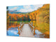 Modern Glass Picture - Contemporary Wall Art SART01 Nature Series: Autumn landscape reflection on the water