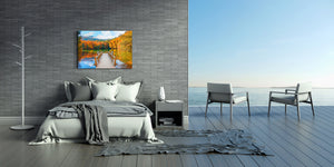 Modern Glass Picture - Contemporary Wall Art SART01 Nature Series: Autumn landscape reflection on the water