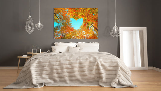 Modern Glass Picture - Contemporary Wall Art SART01 Nature Series: Autumn tree crowns
