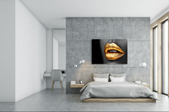 Glass Print Wall Art – Image on Glass  SART05 Miscellanous Series: Golden lips