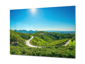 Glass Print Wall Art – Image on Glass SART01B Nature Series: Vineyards on Prosecco Hills