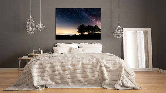 Graphic Art Print on Glass - Beautiful Quality Glass Print Picture SART01C Nature Series: Night stellar sky