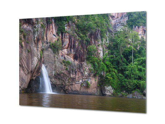 Modern Glass Picture - Contemporary Wall Art SART01 Nature Series: Waterfall in Thailand