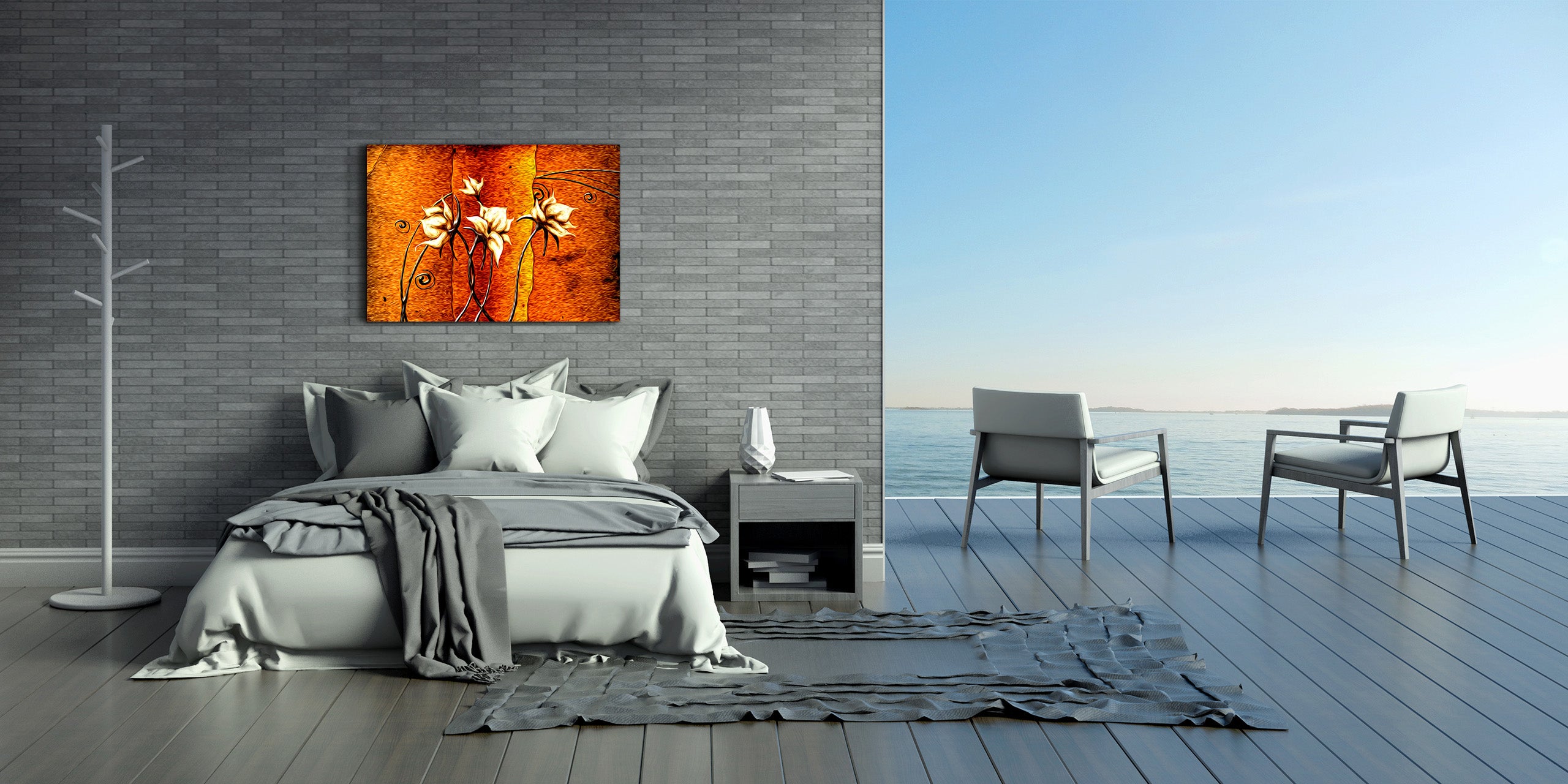 Glass Print Wall Art – Image on Glass  SART05 Miscellanous Series: Abstract flower oil painting