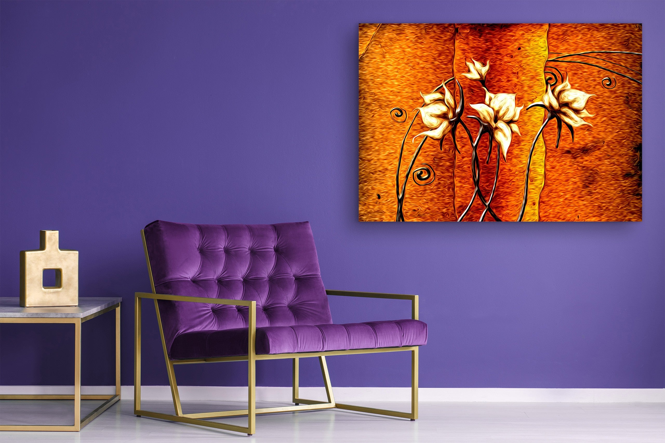 Glass Print Wall Art – Image on Glass  SART05 Miscellanous Series: Abstract flower oil painting