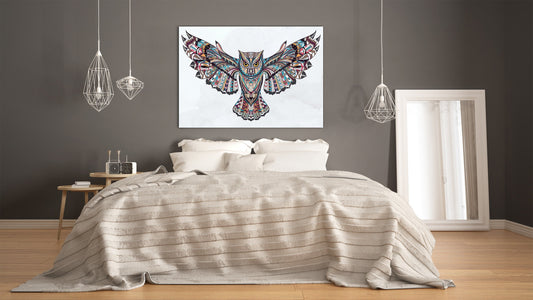Glass Picture Wall Art - Picture on Glass SART03A Animals Series: Colorful owl