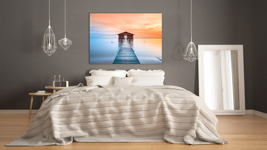 Glass Printed Picture - Wall Picture behind Tempered Glass SART01D Nature Series: Fine morning in Nagalang, Labuan