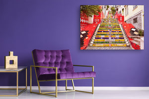 Glass Picture Toughened Wall Art  - Wall Art Glass Print Picture SART02 Cities Series: Colorful steps in Rio de Janeiro