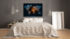 Glass Print Wall Art – Image on Glass  SART05 Miscellanous Series: Colorful world map