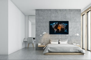 Glass Print Wall Art – Image on Glass  SART05 Miscellanous Series: Colorful world map