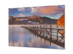 Glass Printed Picture - Wall Picture behind Tempered Glass SART01D Nature Series: Lake Chuzenji in Japan