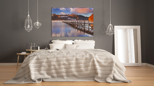 Glass Printed Picture - Wall Picture behind Tempered Glass SART01D Nature Series: Lake Chuzenji in Japan