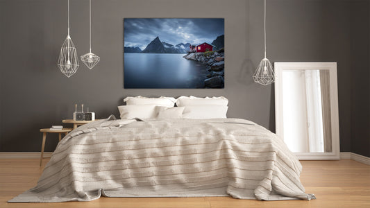 Glass Printed Picture - Wall Picture behind Tempered Glass SART01D Nature Series: Lofoten in Norway