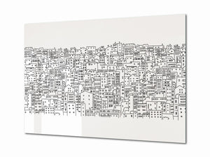 Glass Picture Toughened Wall Art  - Wall Art Glass Print Picture SART02 Cities Series: Abstract cityscape background