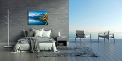 Glass Print Wall Art – Image on Glass SART01B Nature Series: Mountain village by the lake in Austrian Alps