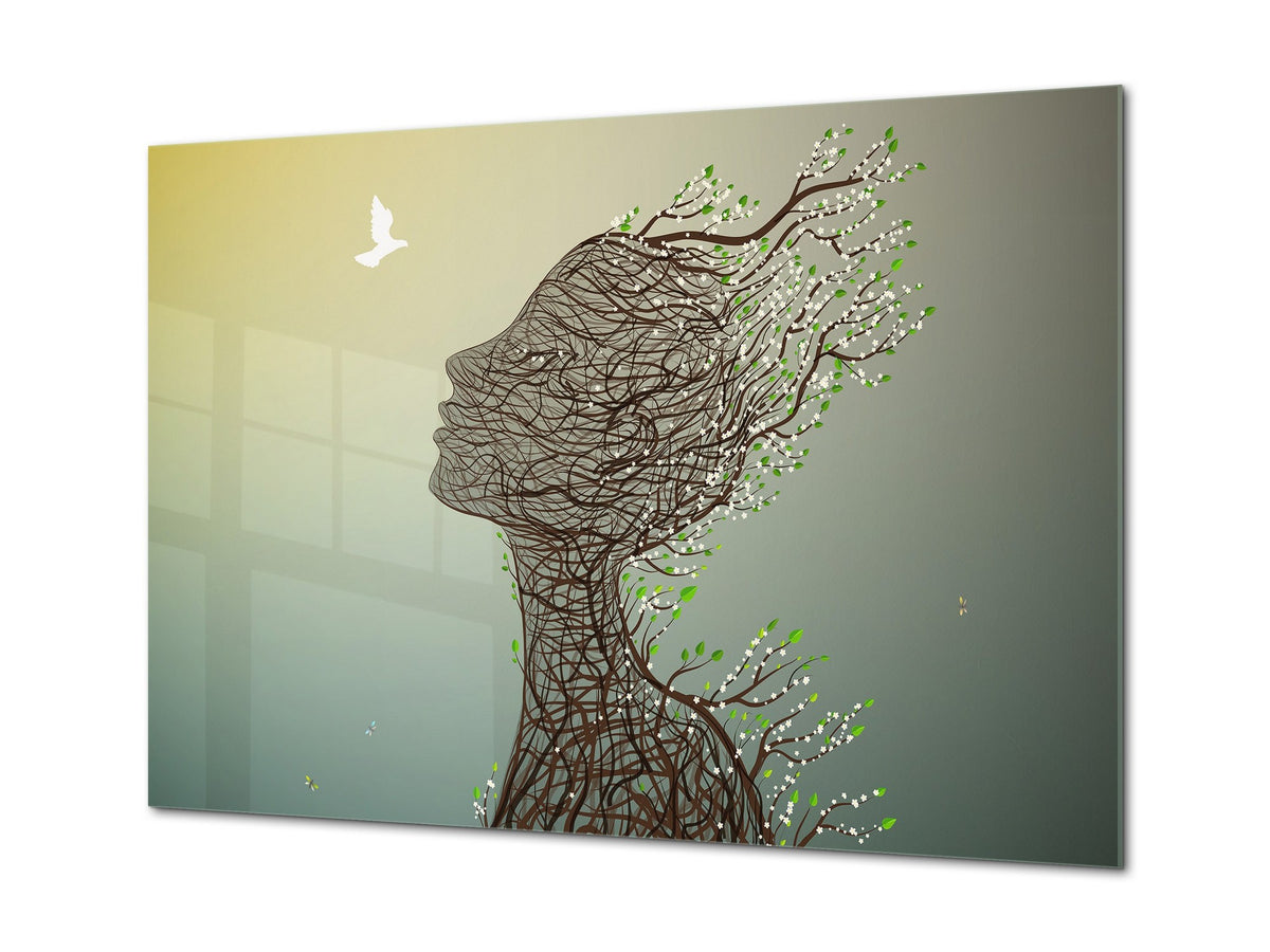 Glass Print Wall Art – Image on Glass  SART05 Miscellanous Series: Surrealistic illustration of a woman