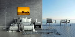 Wall Art - Glass Print Canvas Picture SART03B Animals Series: Silhouettes of elephants