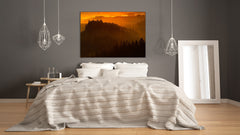 Glass Printed Picture - Wall Picture behind Tempered Glass SART01D Nature Series: Foggy forest at sunset