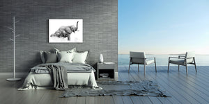 Wall Art - Glass Print Canvas Picture SART03B Animals Series: Black and white photo of elephant family