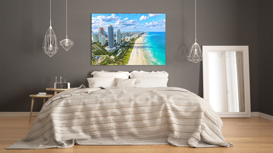 Glass Picture Toughened Wall Art  - Wall Art Glass Print Picture SART02 Cities Series: Miami Beach