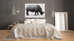 Glass Picture Wall Art - Picture on Glass SART03A Animals Series: Digital rhino