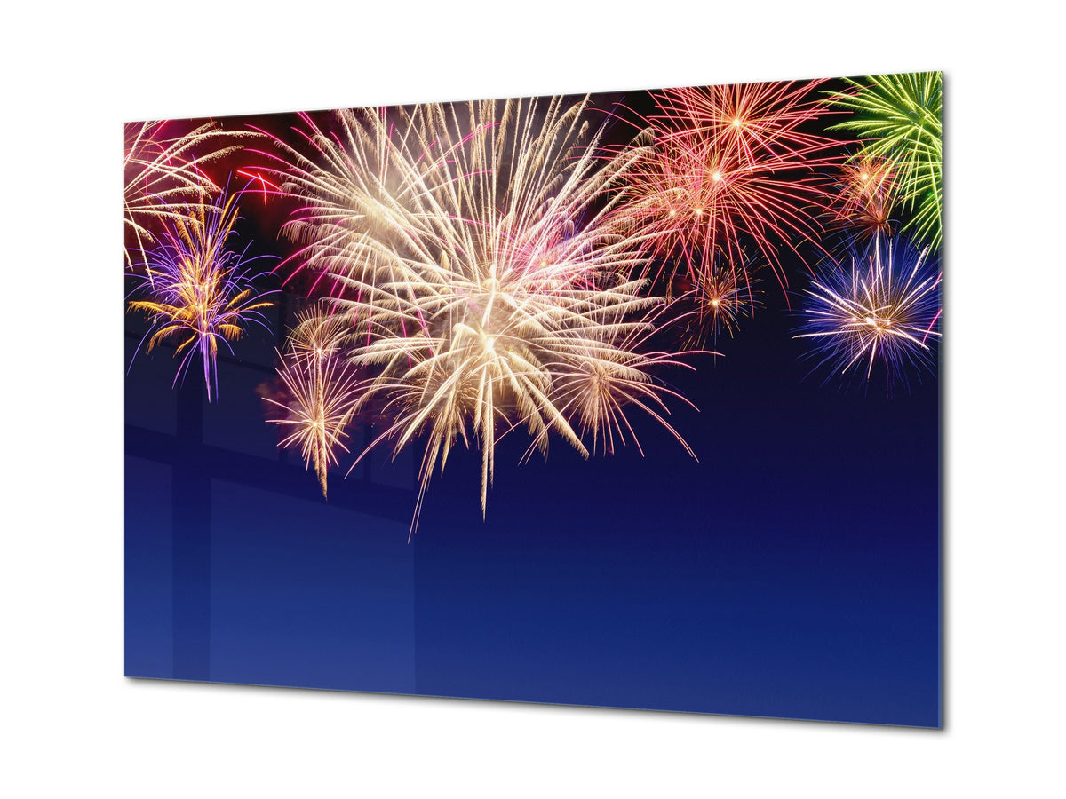 Glass Print Wall Art – Image on Glass  SART05 Miscellanous Series: Multi-colored fireworks