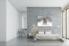 Glass Picture Wall Art - Picture on Glass SART03A Animals Series: Tiger in wild winter nature
