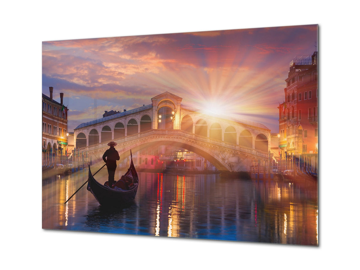 Glass Picture Toughened Wall Art  - Wall Art Glass Print Picture SART02 Cities Series: A date on the Gondola in Venice