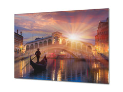 Glass Picture Toughened Wall Art  - Wall Art Glass Print Picture SART02 Cities Series: A date on the Gondola in Venice