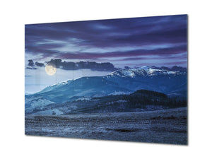 Glass Print Wall Art – Image on Glass SART01B Nature Series: Highland landscape by nighttime