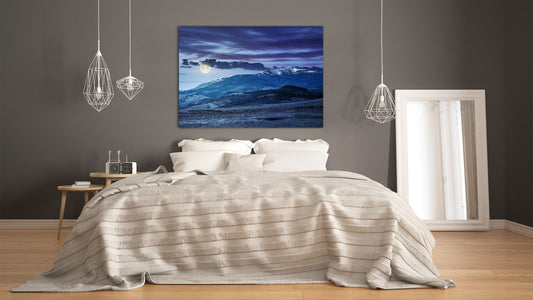 Glass Print Wall Art – Image on Glass SART01B Nature Series: Highland landscape by nighttime