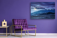 Glass Print Wall Art – Image on Glass SART01B Nature Series: Highland landscape by nighttime